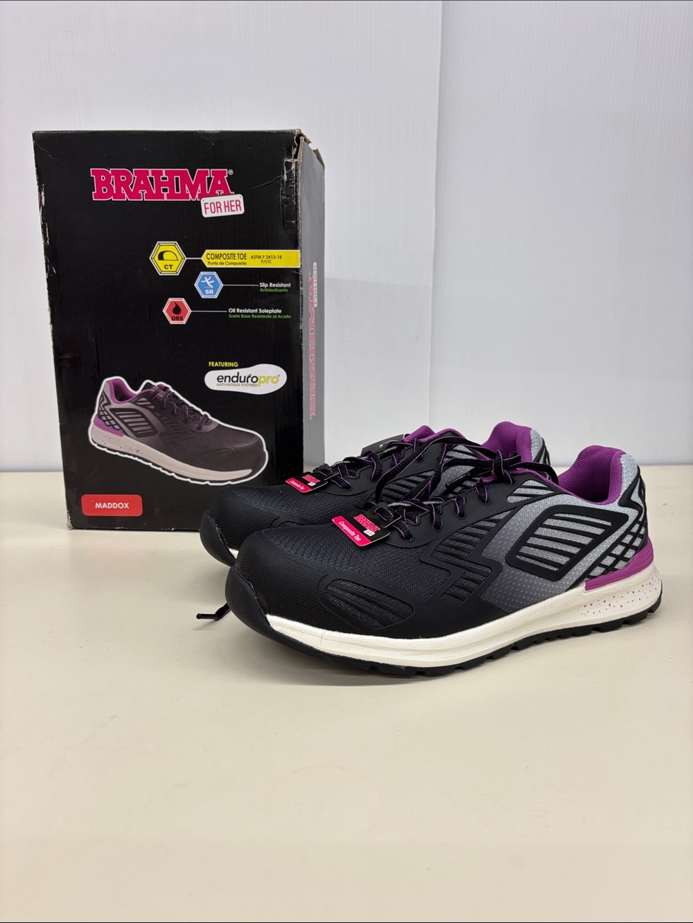 Brahma Women's Black and Purple Composite Toe Athletic Sneakers